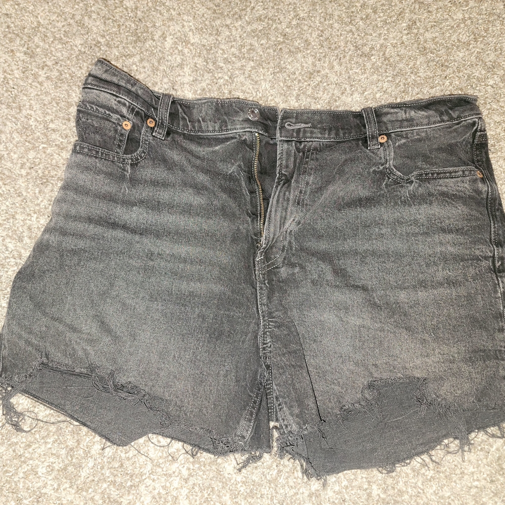 American Eagle Outfitters Black Washed Distressed Denim Shorts